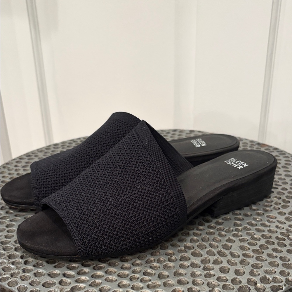 Eileen Fisher Black Knit Slide Mules Women’s size 8 1/2